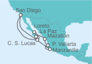 Itinerario del Crucero México - Holland America Line