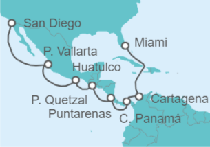 Itinerario del Crucero Colombia, Panamá, Costa Rica, México - Holland America Line