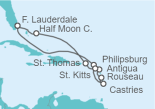 Itinerario del Crucero Saint Maarten, Antigua Y Barbuda, Santa Lucía, Islas Vírgenes - EEUU - Holland America Line