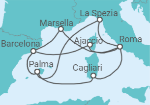 Itinerario del Crucero Gran crucero por el Mediterráneo  - AIDA
