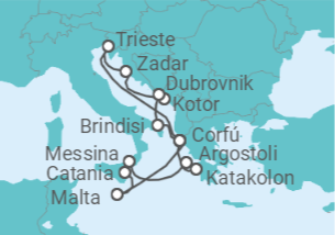 Itinerario del Crucero Malta, Italia, Grecia, Montenegro, Croacia - AIDA
