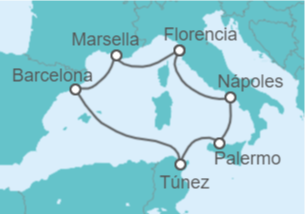 Itinerario del Crucero Italia, Francia, España, Túnez - MSC Cruceros