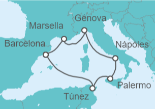 Itinerario del Crucero Túnez, España, Francia - MSC Cruceros