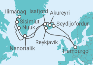 Itinerario del Crucero Islandia, Groenlandia - AIDA