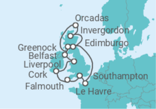 Itinerario del Crucero Tesoros del Atlántico Norte - Princess Cruises