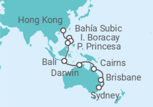 Itinerario del Crucero Tramo de vuelta al mundo. De Hong Kong a Sidney - Costa Cruceros