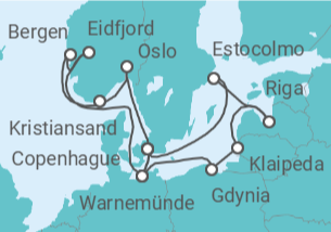 Itinerario del Crucero Fiordos Noruegos y Capitales Bálticas - MSC Cruceros