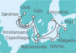 Itinerario del Crucero Fiordos Noruegos y Capitales Bálticas - MSC Cruceros