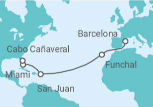 Itinerario del Crucero Desde Barcelona a Orlando - MSC Cruceros