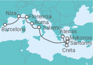 Itinerario del Crucero Islas griegas: Italia, Francia y Grecia - NCL Norwegian Cruise Line