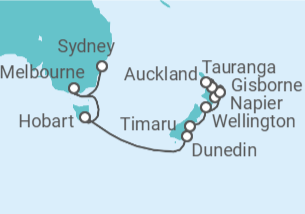 Itinerario del Crucero Australia, Nueva Zelanda - Oceania Cruises