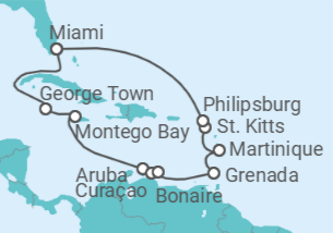 Itinerario del Crucero Celebración caribeña - Oceania Cruises