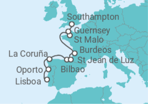Itinerario del Crucero Rutas Viñícolas del Atlántico - Oceania Cruises