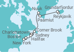 Itinerario del Crucero Atlántico norte Indómito - Oceania Cruises