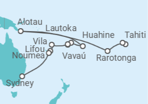 Itinerario del Crucero Tramo vuelta al mundo: de Papeete a Sidney - Oceania Cruises