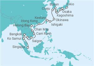 Itinerario del Crucero Rutas de la Seda hasta los samuráis - Oceania Cruises