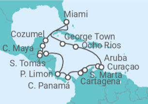 Itinerario del Crucero Canal de Panamá y Caribe - Oceania Cruises
