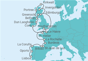 Itinerario del Crucero Castillos y círculos celtas - Oceania Cruises