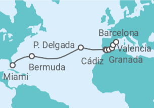 Itinerario del Crucero Brillante Bermuda e Iberia - Oceania Cruises