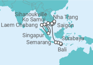 Itinerario del Crucero Vientos alisios del Sudeste Asiático - Oceania Cruises