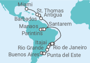 Itinerario del Crucero Brasil Libre - Oceania Cruises