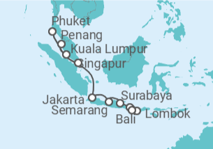 Itinerario del Crucero Costas malayas e indonesias - Oceania Cruises