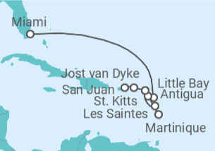 Itinerario del Crucero El maravilloso romanticismo del Caribe - Silversea