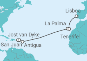 Itinerario del Crucero Paraísos isleños del Caribe - Silversea
