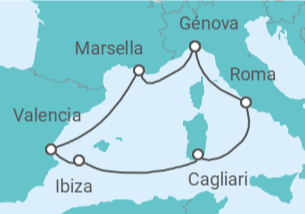 Itinerario del Crucero Italia, Francia, España - MSC Cruceros