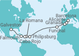 Itinerario del Crucero Transatlántico: Santo Tomás y Punta Cana - NCL Norwegian Cruise Line