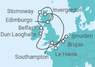 Itinerario del Crucero Islas Británicas: Irlanda y Escocia - NCL Norwegian Cruise Line
