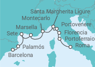 Itinerario del Crucero Desde Civitavecchia (Roma) a Barcelona - Azamara