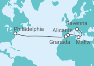 Itinerario del Crucero Transatlántico: Italia, Francia y Malta - NCL Norwegian Cruise Line
