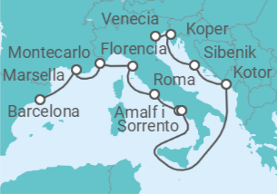 Itinerario del Crucero Desde Barcelona a Venecia (Italia) - Azamara