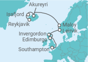 Itinerario del Crucero Islandia y Reino Unido - NCL Norwegian Cruise Line