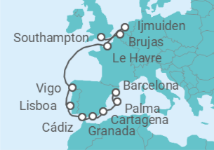 Itinerario del Crucero Europa: Francia, España y Portugal - NCL Norwegian Cruise Line