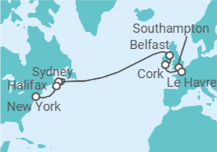 Itinerario del Crucero Transatlántico: Francia e Irlanda - NCL Norwegian Cruise Line