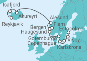 Itinerario del Crucero Fiordos a vistas islandesas - Oceania Cruises
