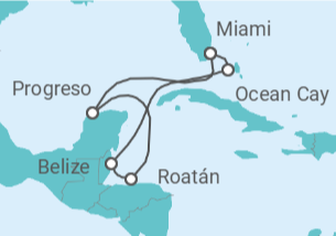 Itinerario del Crucero Un viaje por maravillas mayas, arrecifes llenos de vida y mares serenos - Explora Journeys