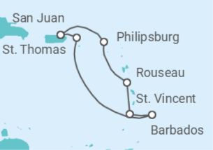 Itinerario del Crucero Islas Vírgenes - EEUU, Barbados, Saint Maarten - Virgin Voyages