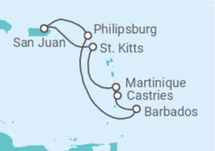 Itinerario del Crucero Millas Soleadas de Islas Tropicales - Virgin Voyages