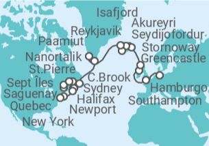 Itinerario del Crucero Un gran viaje de auroras boreales y tesoros culturales del norte de Europa - Explora Journeys