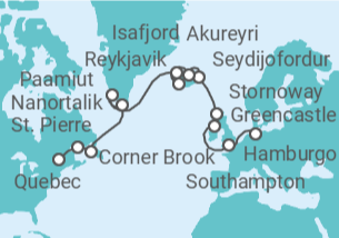 Itinerario del Crucero Un gran viaje de aventuras atlánticas, encantos nórdicos y fascinantes glaciares - Explora Journeys