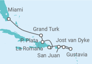 Itinerario del Crucero Un viaje a través de cautivadoras costas caribeñas y paisajes exuberantes - Explora Journeys