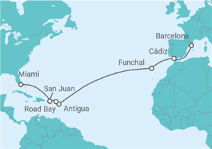 Itinerario del Crucero Desde Barcelona a Miami - Explora Journeys