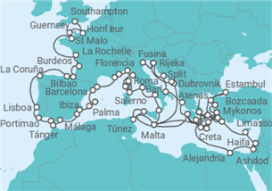 Itinerario del Crucero Gran odisea por el Mediterráneo - Regent Seven Seas