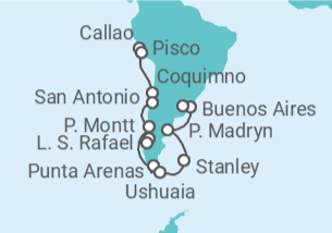Itinerario del Crucero Panorama Patagónico - Oceania Cruises
