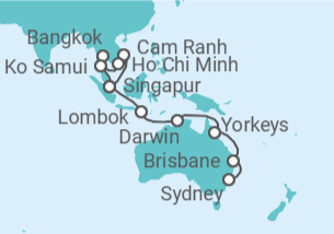 Itinerario del Crucero Desde Singapur a Sydney - Princess Cruises