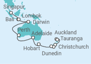 Itinerario del Crucero  Australia, Nueva Zelanda e Indonesia - Princess Cruises
