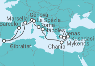 Itinerario del Crucero Mediterráneo con Grecia, Italia y Turquía - Princess Cruises